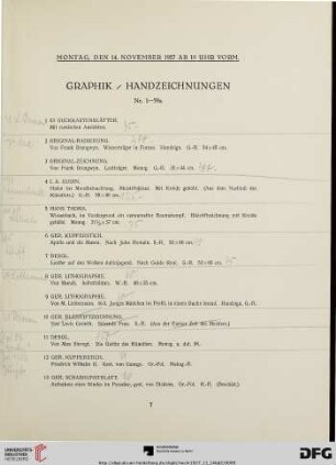 Graphik/ Handzeichnungen (Nr. 1-59a)