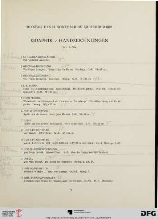 Graphik/ Handzeichnungen (Nr. 1-59a)