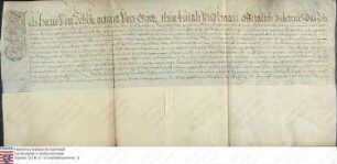 Hans v. Schlitz gen. v. Görtz: Verkauf des dritten Teils am Burggut zu Brückenau und des Dorfs (Ober)leichtersbach für 700 Gulden an Eustachius v....