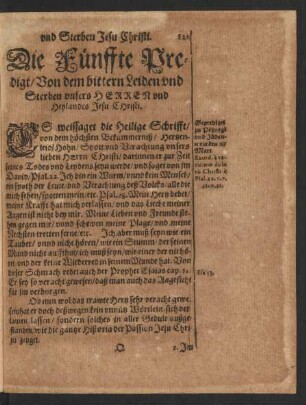 Die Fünffte Predigt/ Von dem bittern Leiden und Sterben unsers Herren und Heylandes Jesu Christi.