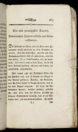 Ein und zwanzigstes Kapitel. Unvermethete Zusammenkünfte und Ueberraschungen.