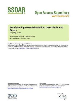 Berufsbedingte Pendelmobilität, Geschlecht und Stress