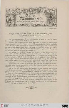 Vereinsmitteilungen Nr. 2 (November 1885)