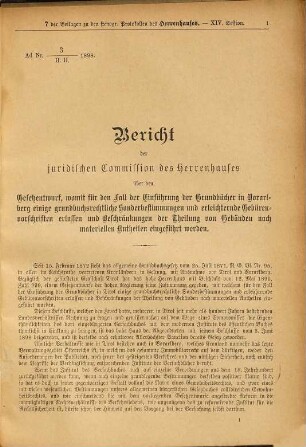 Stenographische Protokolle über die Sitzungen des Herrenhauses des Reichsrates. 1898, Beil. = Sitz. 1 - 12 = Sess. 14
