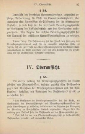 IV. Oberaufsicht