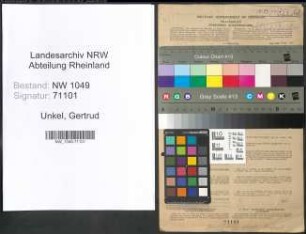 Entnazifizierung Gertrud Unkel , geb. 16.10.1895 (Lehrerin)