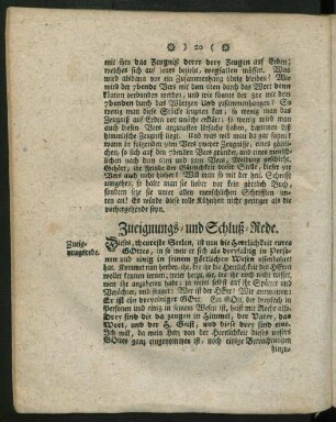 Zueignungs- und Schluß-Rede