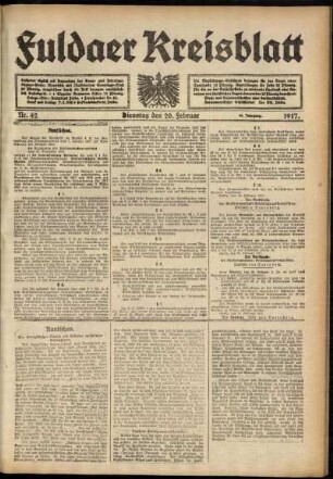 Ausgabe vom Dienstag, den 20. Februar 1917.