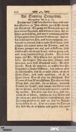 Am Sonntag Sexagesimae
