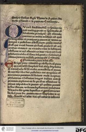 Quoniam fundamentum et Ianua virtutum omnisque gratie ac spiritualis consolationis principium est conscientie puritas ac cordis munditia...