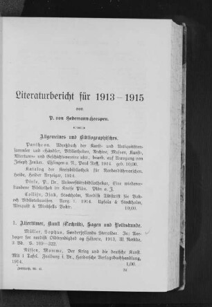 Literaturbericht für 1913-1915