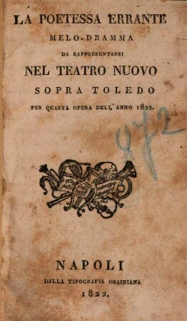 La poetessa errante : Melo-dramma