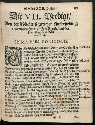 Die VII. Predigt/ Von der frölichen siegreichen Aufferstehung unsers lieben Herrn Jesu Christi/ und derselben fürnemmen Nutz und Frucht.
