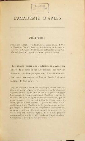 L'Académie d'Arles au XVIIme siècle : D'après les documents originaux. Étude hist. et crit., 2