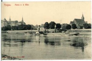 Torgau. Elbe mit Schlepper