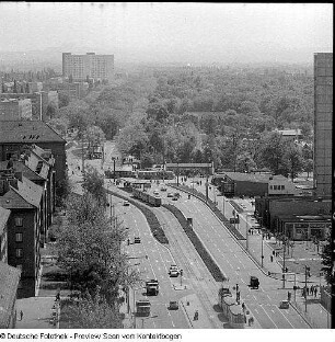 Pirnaischer Platz (Blicke vom Hochhaus, Hubkran, Fußgängertunnel)
