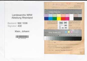 Entnazifizierung Johann Klein , geb. 21.02.1897 (Kaufmaennischer Angestellter)