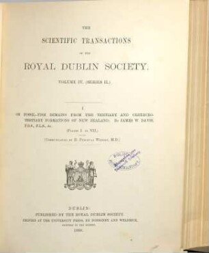 The scientific transactions of the Royal Dublin Society. 4, 4. 1888/92