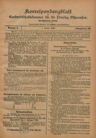 Nummer 1. 1. Januar 1908.