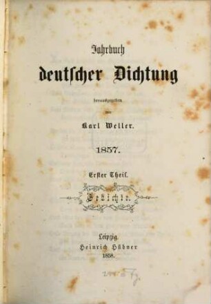 Jahrbuch deutscher Dichtung, 1857 (1858), Teil 1 - 2