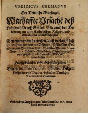 Veridicus Germanus : Böhmen. Pfälzischen Empörung