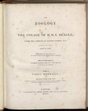 Part I: The Zoology Of The Voyage Of H.M.S. Beagle, Under The Command Of Captain Fitzroy, R.N., During The Years 1832 To 1836. Part I