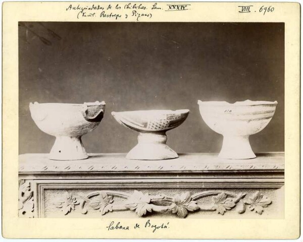 Clay bowls from the Restrepo y Pizano Collection Lam. XXXIV, Antigüedades de los Chibchas