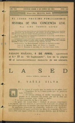 1924008342: La sed : novela inédita