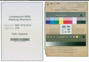 Entnazifizierung Heinrich Fahr , geb. 01.01.1908 (Kaufmann)