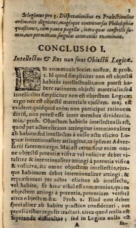 Conclusionum Selectarum Ex Praelectionibus Cursus Philosophici triennalis P. Alberti Castner Soc. Jesu Philosophiae Professoris Ordinarii Pars ..., Pars 1