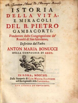 Istoria della Vita ... del B. Pietro Gambacorti