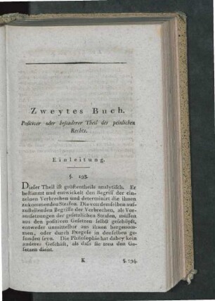 Zweytes Buch. Positiver oder besonderer Theil des peinlichen Rechts
