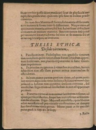 Theses Ethicae De sede virtutum.