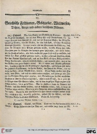 II. Griechische Feldherren, Gesetzgeber, Weltweisen, Dichter, Aerzte und andere berühmte Männer