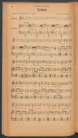 Triste - [Para] canto [y] piano : Páginas musicales