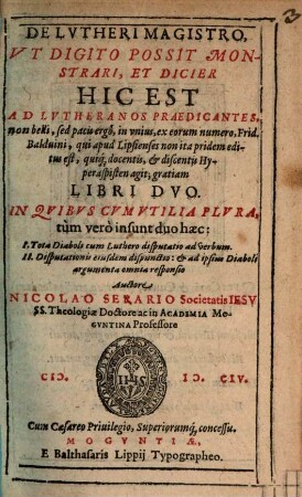 De Lutheri magistro, ut digito possit monstrari et dicier hic est