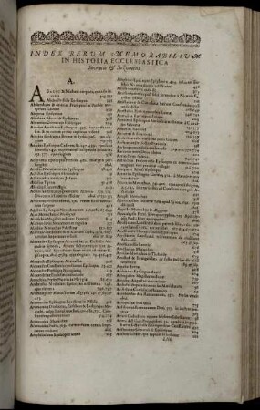 Index Rerum Memorabilium In Historia Ecclesiastica Socratis & Sozomeni.