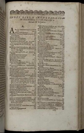 Index Rerum Memorabilium In Historia Ecclesiastica Socratis & Sozomeni.