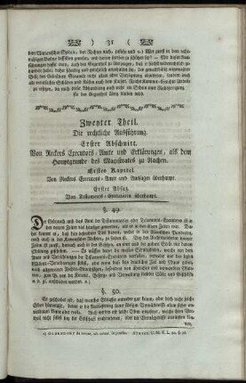 Zweyter Theil. Die rechtliche Ausführung.