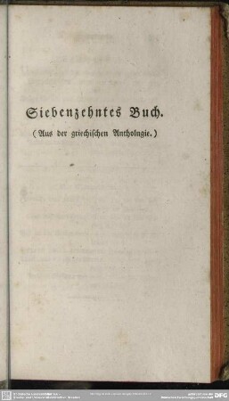 Siebzehntes Buch. (Aus der griechischen Anthologie)