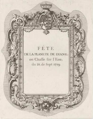 Kleines Titelblatt zum Fest der Diana am 18. September 1719