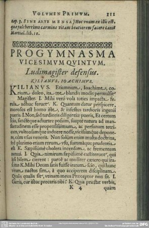 Progymnasma Vicesimum Quintum. Ludimagister defensus