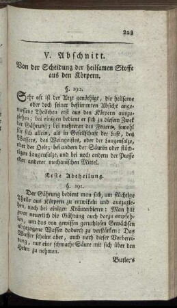 Erste Abtheilung. - Vierte Abtheilung.