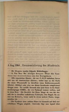 Über die Synthese der Aceconitsäure aus der Essigsäure : Auszug aus dem Monatsbericht der Königl. Akademie der Wissenschaften zu Berlin