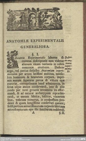Anatomiae Experimentalis Generaliora