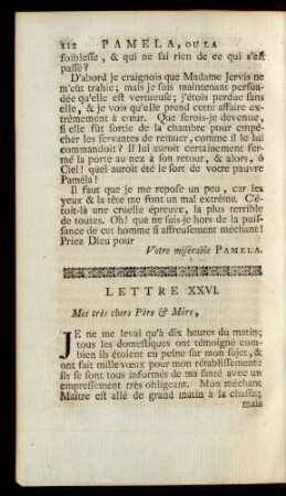 Lettre XXVI. Mes très chers Père & Mère, ...