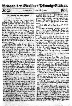 Beilage: No. 39, Sonnabend, den 24. September