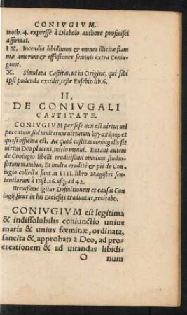 II. De Coniugali Castitate.