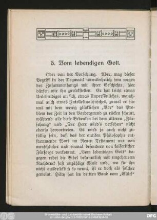 5. Vom lebendigen Gott.