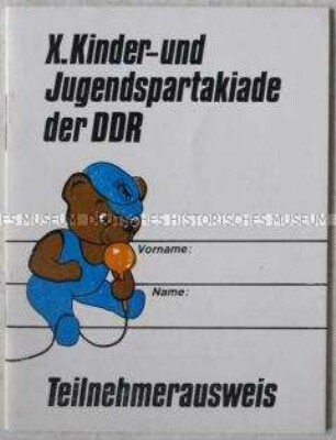 Teilnehmerausweis für die 10. Kinder- und Jugendspartakiade der DDR (blanko)